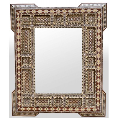 Handcrafted Moroccan Egyptian Mother of Pearl Inlay Wood Wall Mirror Frame #04    401542701550
